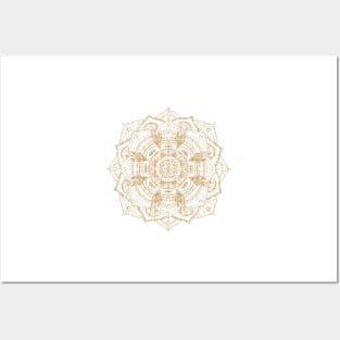 Elegant White & Gold Mandala Hand Drawn Design Posters and Art